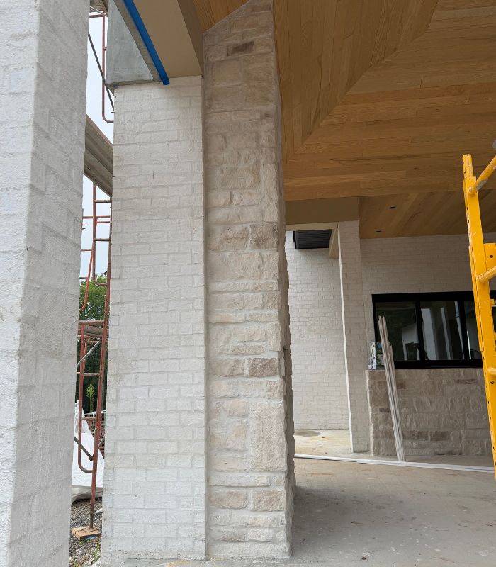 Brick masonry and covered porch construction on a custom home in Middle Tennessee